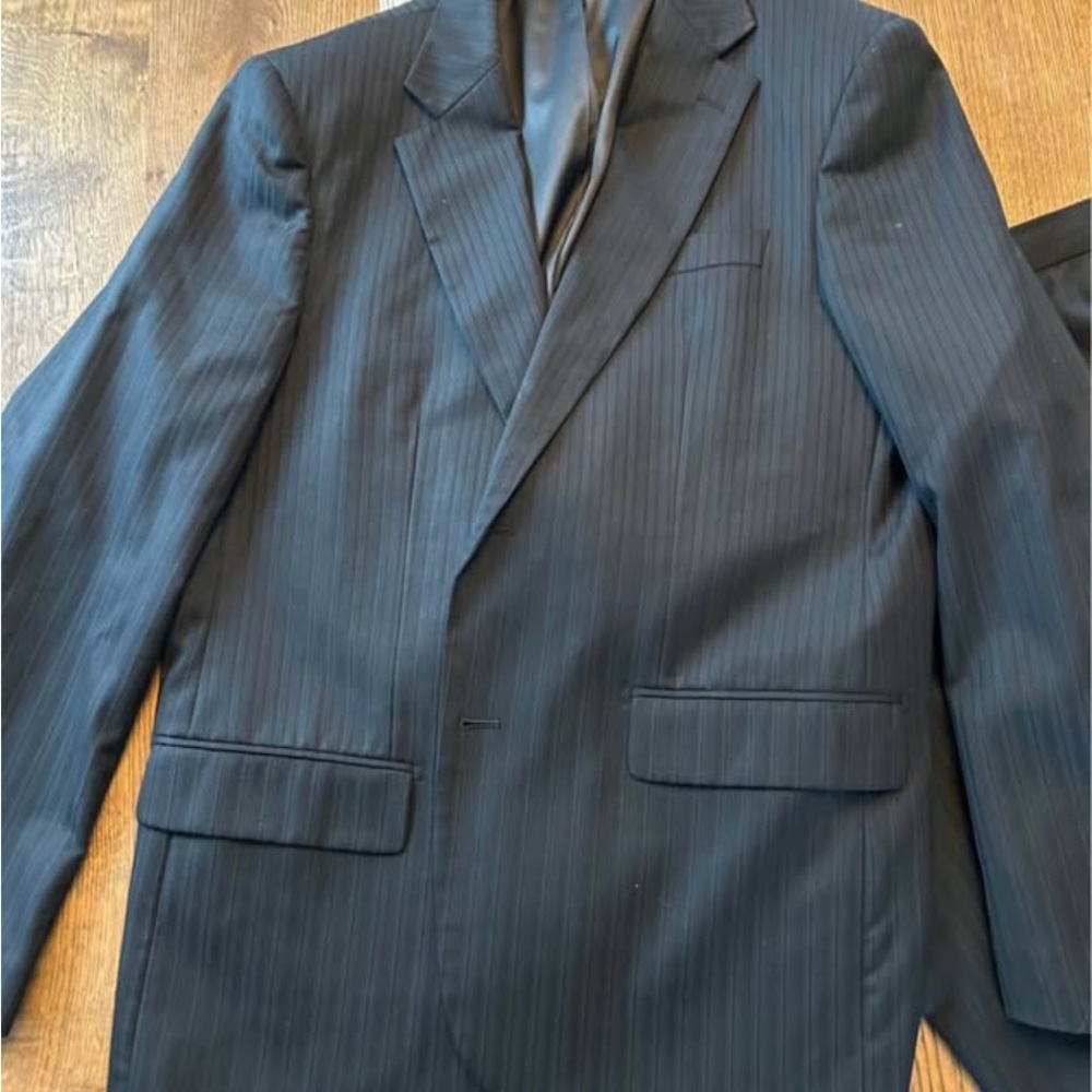 Men's Black Pinstripe Blazer